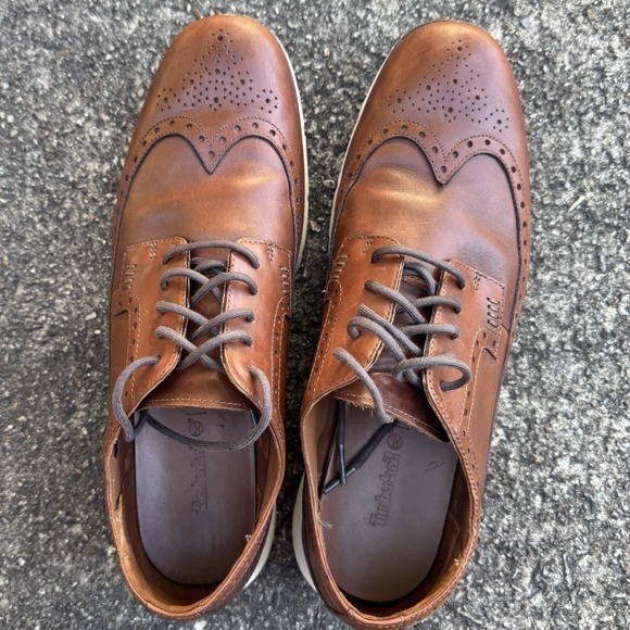 Timberland Brogue Leather Oxford Men's 10.5 Franklin Park Brown Loafer Shoe - Picture 6 of 13